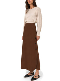 Max Mara Women's Gonna in Canvas DI Viscosa Lino Brown