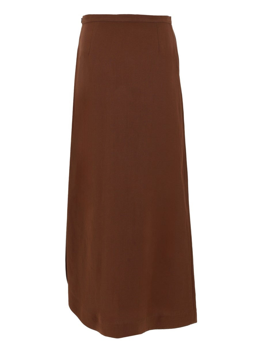 Max Mara Women's Gonna in Canvas DI Viscosa Lino Brown
