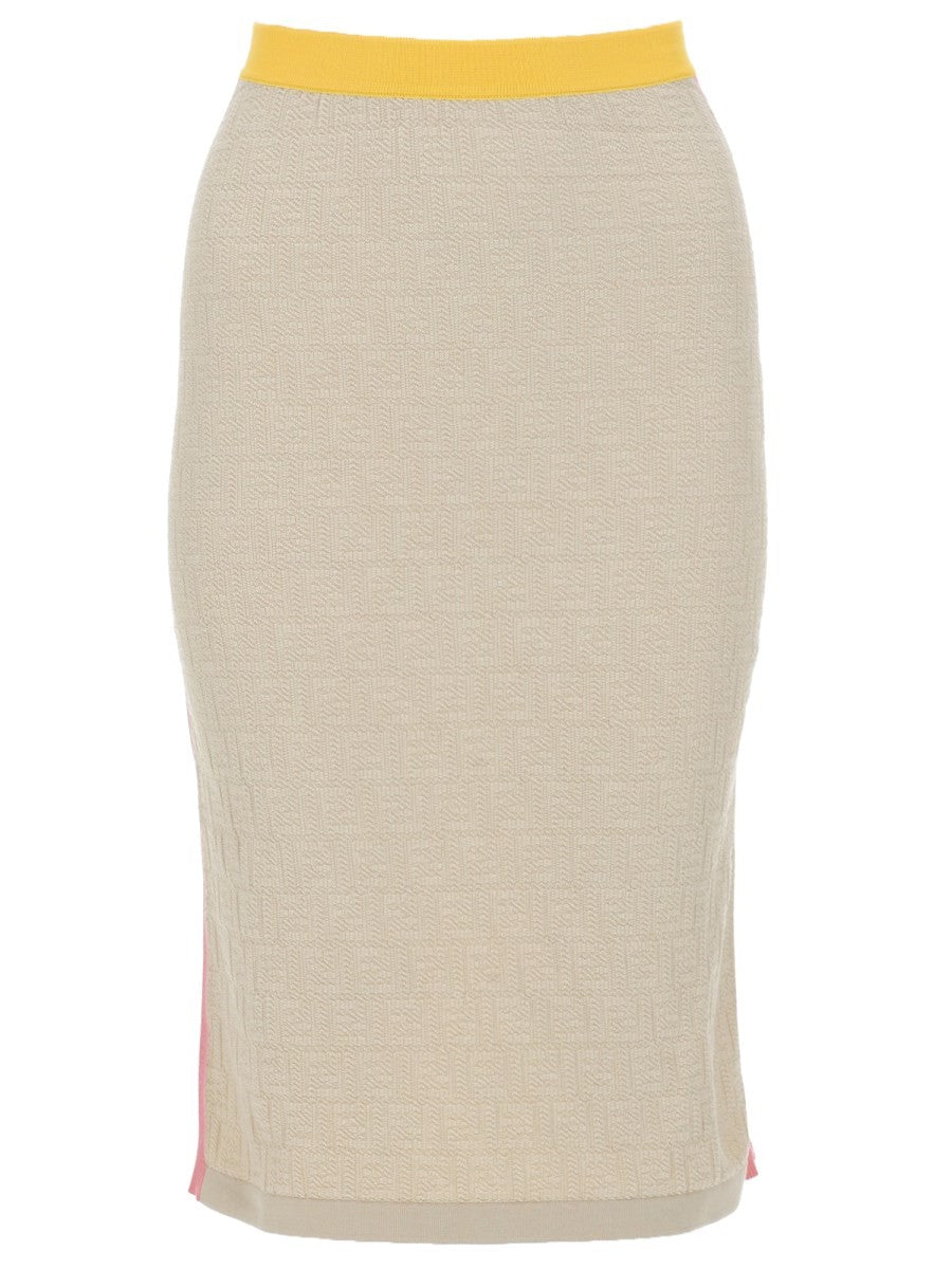 Fendi Women's Gonna in Cotone Seta Beige