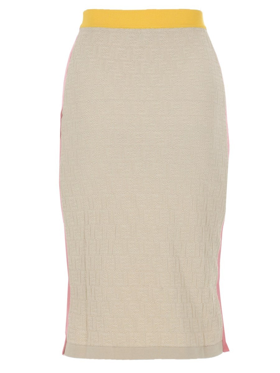 Fendi Women's Gonna in Cotone Seta Beige