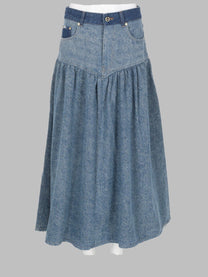 Ganni Women's Gonna in Denim Patchwork Blue