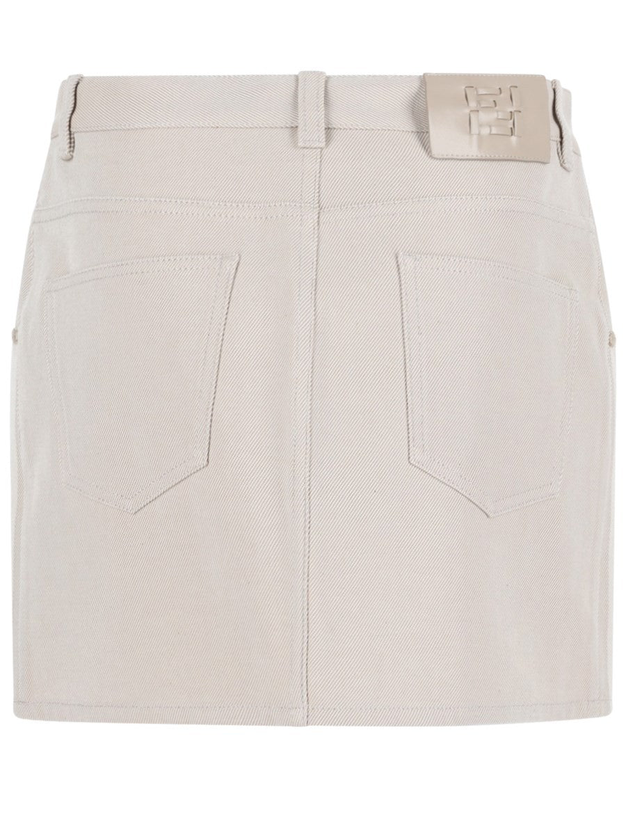 Fendi Women's Drill Cotton Jacquard Skirt White
