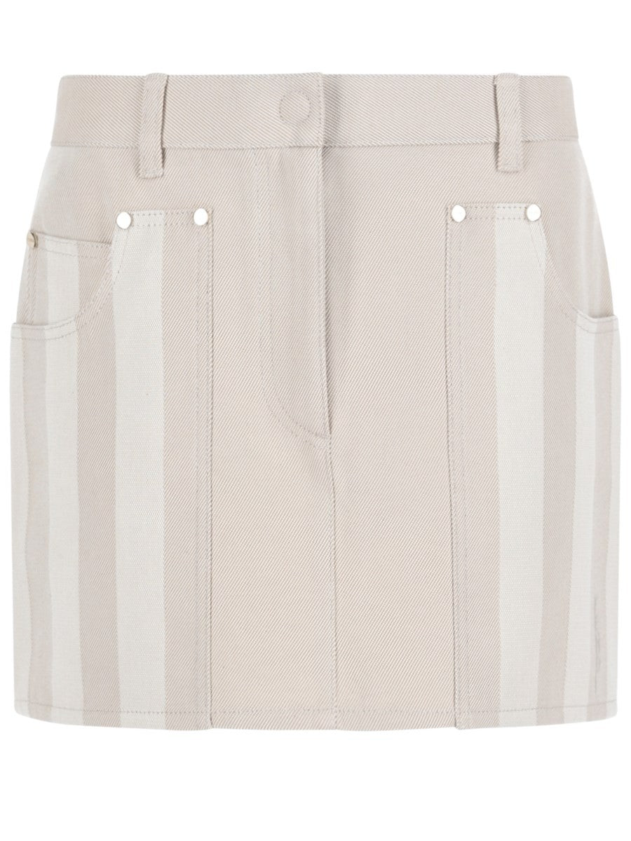 Fendi Women's Drill Cotton Jacquard Skirt White