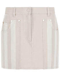 Fendi Women's Drill Cotton Jacquard Skirt White