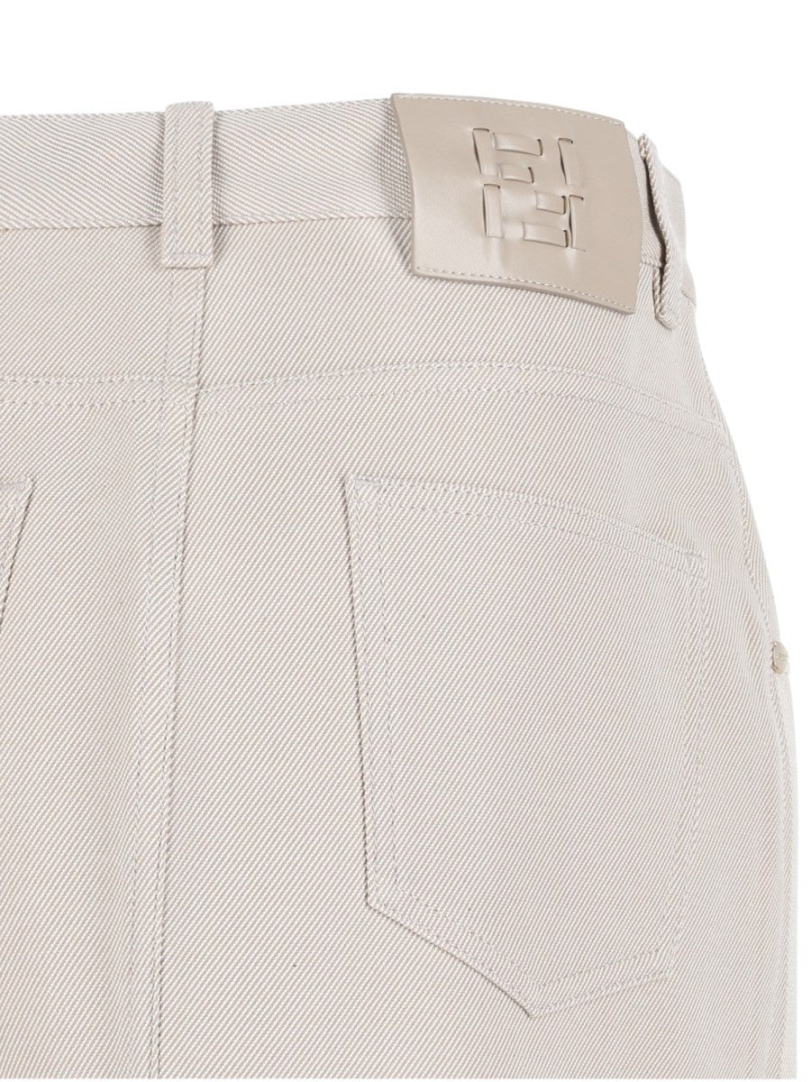 Fendi Women's Drill Cotton Jacquard Skirt White