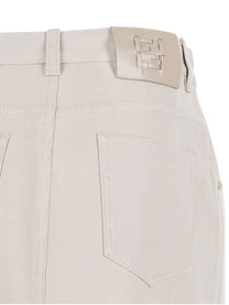 Fendi Women's Drill Cotton Jacquard Skirt White