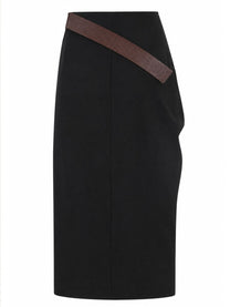 Bottega Veneta Women's Wool Grain De Poudre Skirt Black, view 2