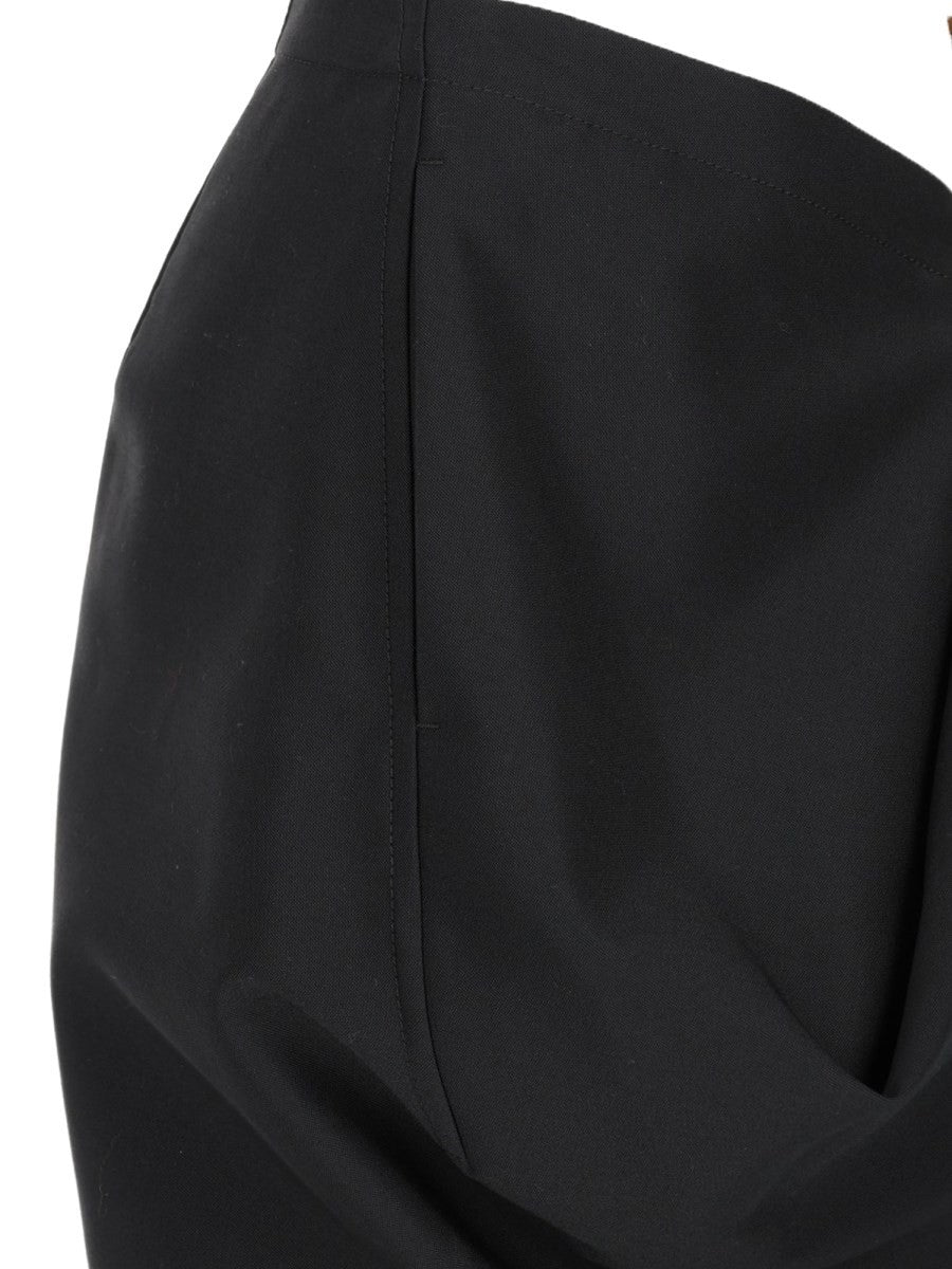 Bottega Veneta Women's Wool Grain De Poudre Skirt Black, view 3