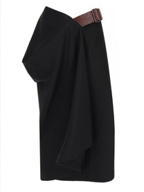 Bottega Veneta Women's Wool Grain De Poudre Skirt Black