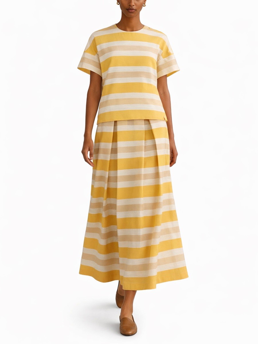 Herno Women's Gonna Lunga Pieghe Yellow