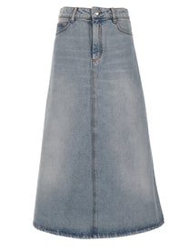 Ami Paris Women's Gonna Lunga in Denim Di Cotone Blue
