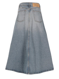 Ami Paris Women's Gonna Lunga in Denim Di Cotone Blue