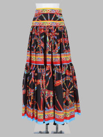 Dolce &amp; Gabbana Women's Gonna Lunga in Popeline Stampa Carretto Multicolor