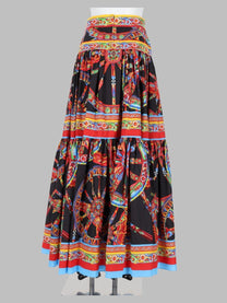 Dolce &amp; Gabbana Women's Gonna Lunga in Popeline Stampa Carretto Multicolor