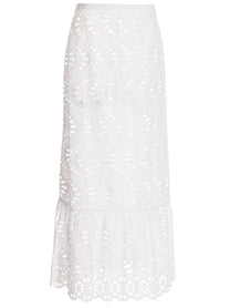 Giambattista Valli Long Macramè Skirt White