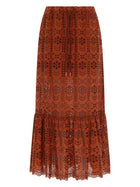 Ps By Paul Smith Women's Long Perforated Skirt Brown