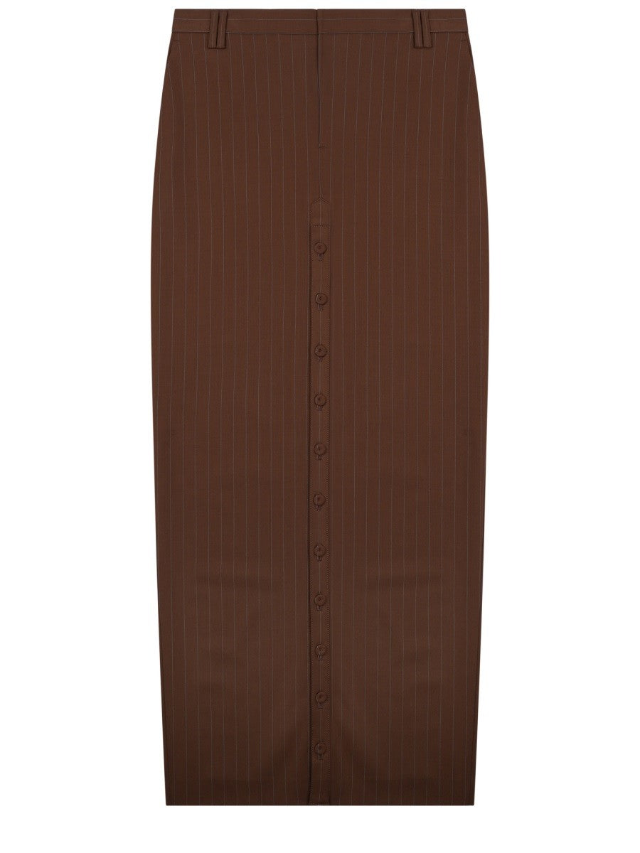 Jean Paul Gaultier Women's Midi Skirt with Buttons Brown