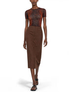 Jean Paul Gaultier Women's Midi Skirt with Buttons Brown, view 2