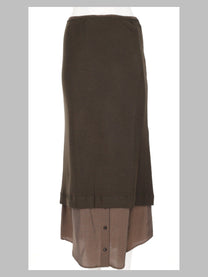 Alysi Women's Gonna Midi Effetto Doppio Strato Brown