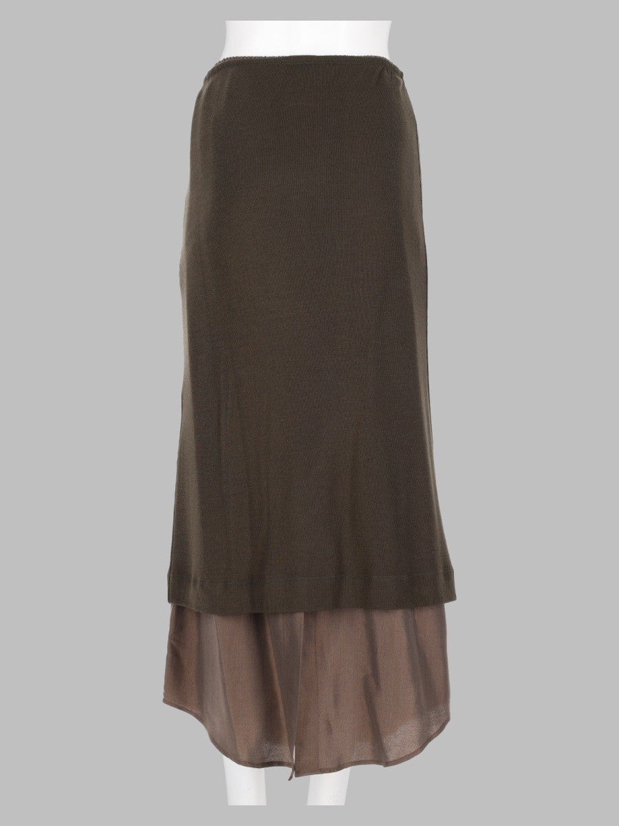 Alysi Women's Gonna Midi Effetto Doppio Strato Brown