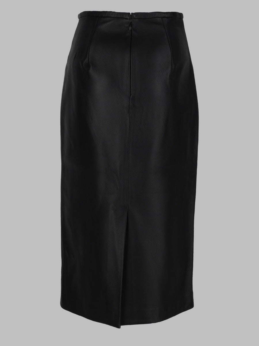 CO Women's Gonna Midi in Pelle Black