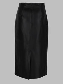 CO Women's Gonna Midi in Pelle Black