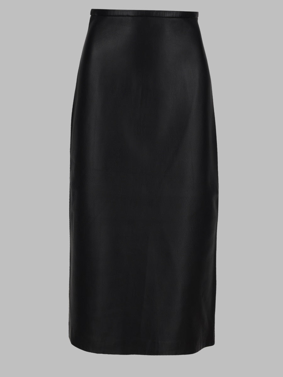 CO Women's Gonna Midi in Pelle Black