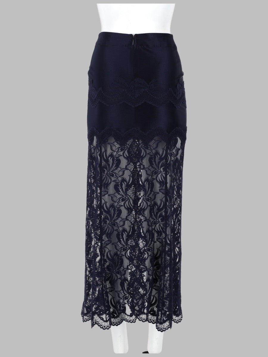 Rabanne Women's Gonna Midi in Pizzo Jersey Blue