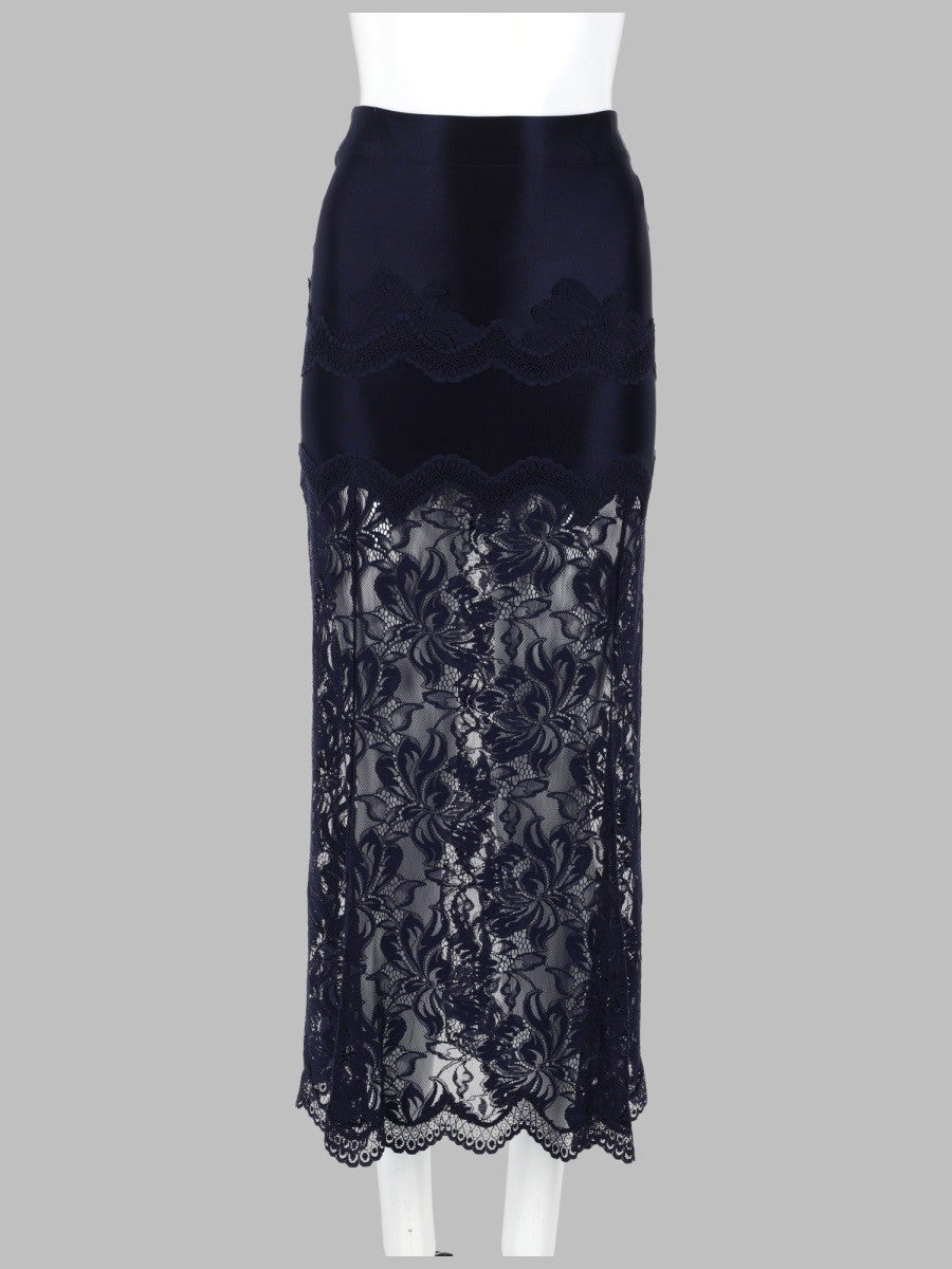 Rabanne Women's Gonna Midi in Pizzo Jersey Blue