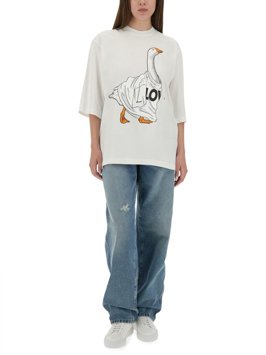 Moschino Women's Goose Jersey Shirt White, view 2