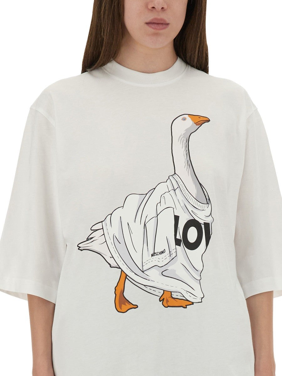 Moschino Women's Goose Jersey Shirt White, view 4