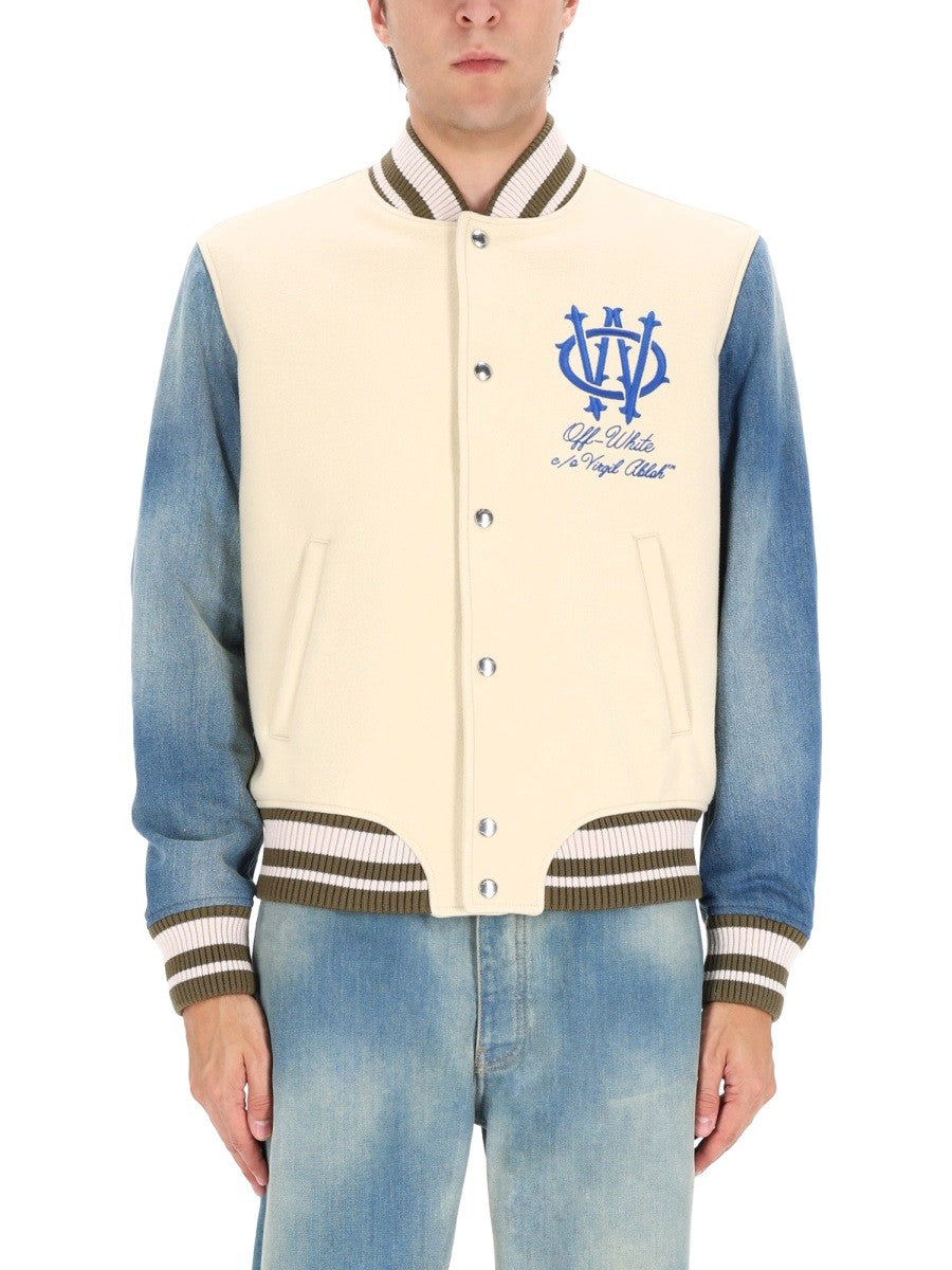 Off-White Men's Gothic Wool Denim Jacket Multicolor, view 4