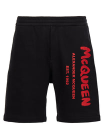 Alexander McQueen Graffiti Bermuda Shorts Black