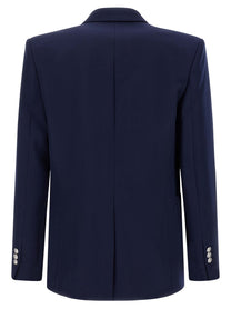 Balmain Grain De Poudre Blazer Blue