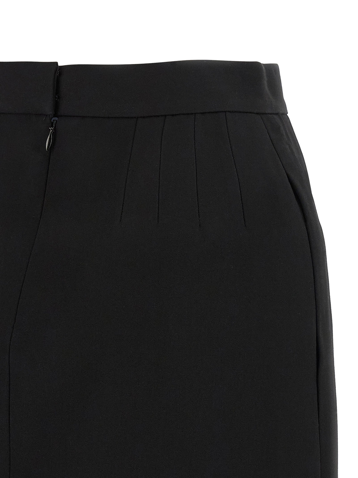 Versace Grain De Poudre Wool Skirt Black, view 4