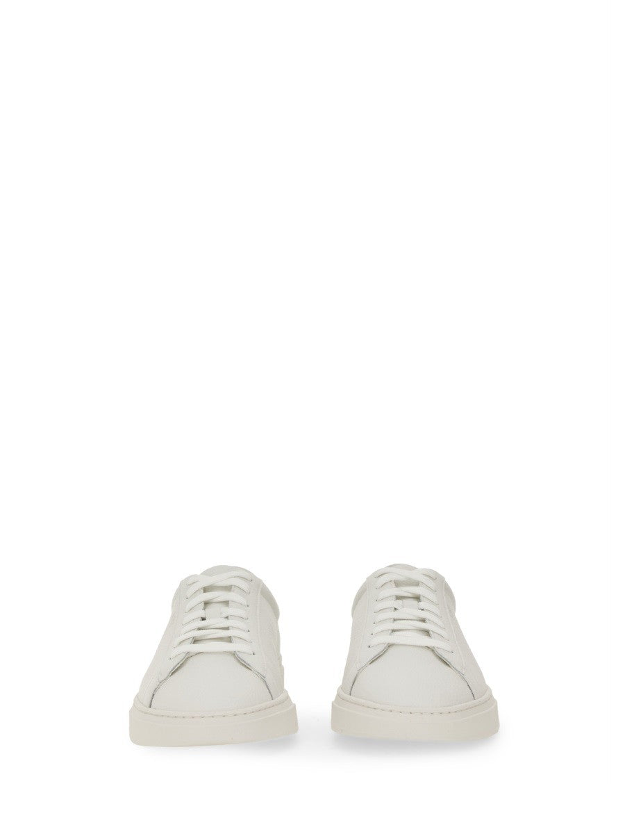 Boss Men's Grained Leather Sneaker White