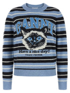 Ganni Graphic Wool Sweater Blue