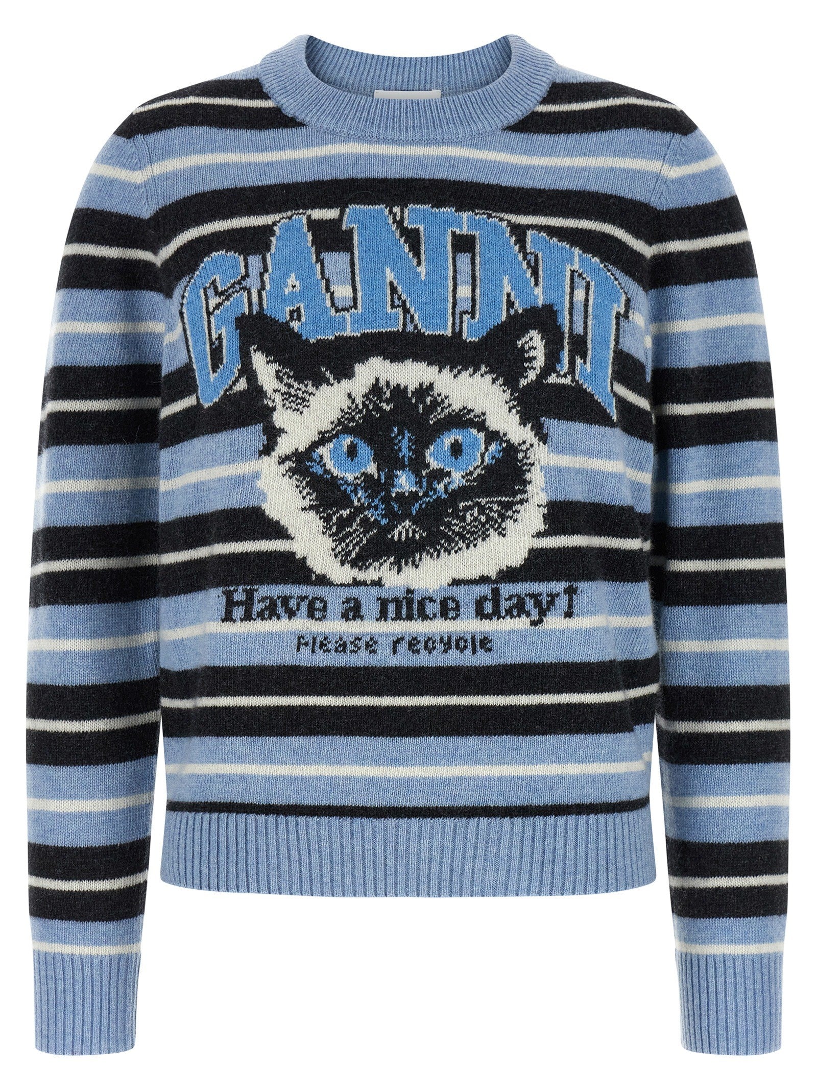 Ganni Graphic Wool Sweater Blue