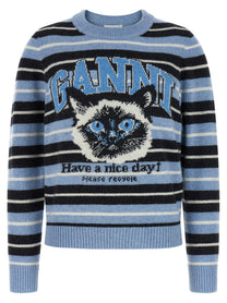 Ganni Graphic Wool Sweater Blue