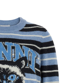 Ganni Graphic Wool Sweater Blue