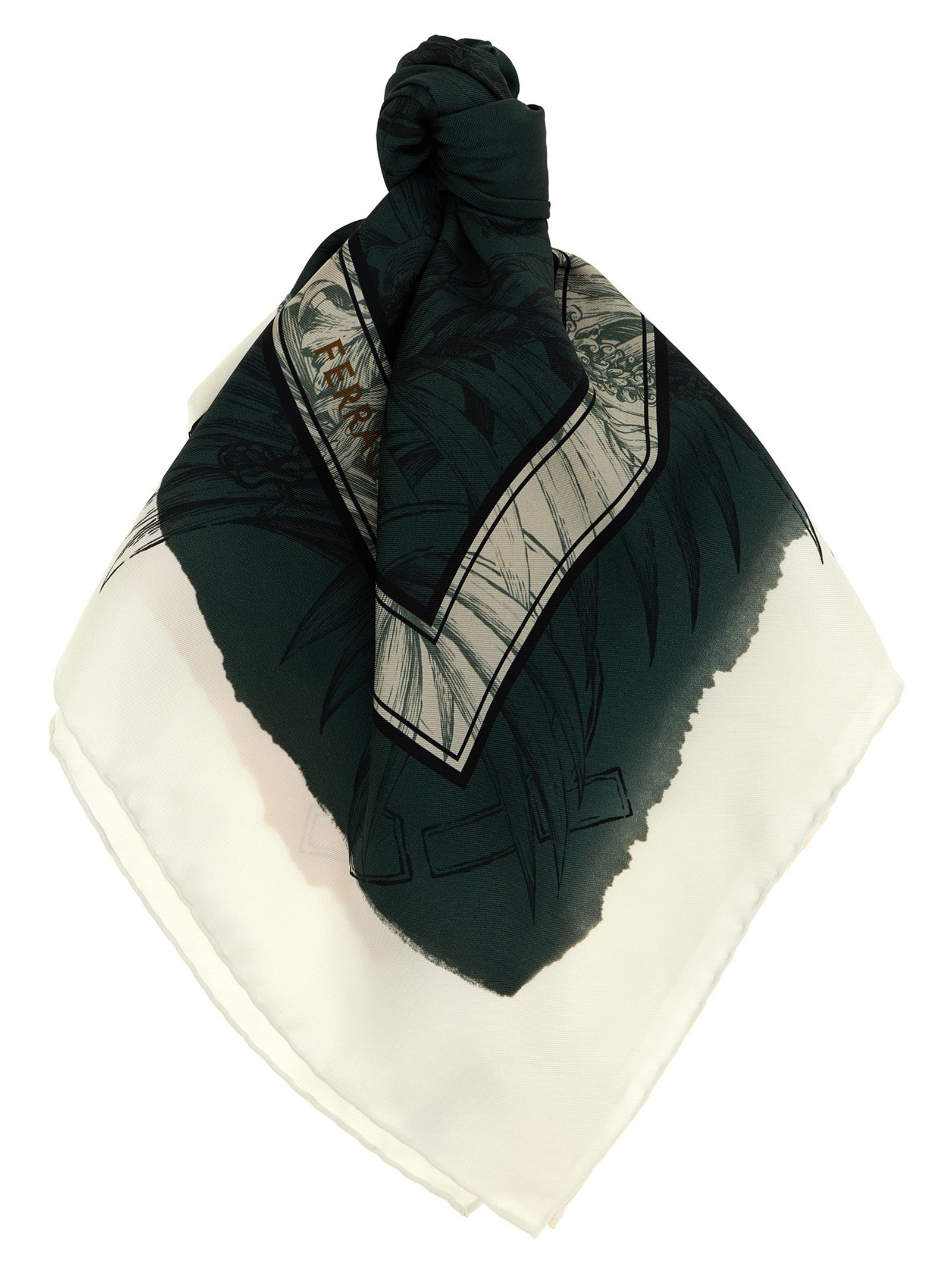 Ferragamo Gravure Print Scarf Gold