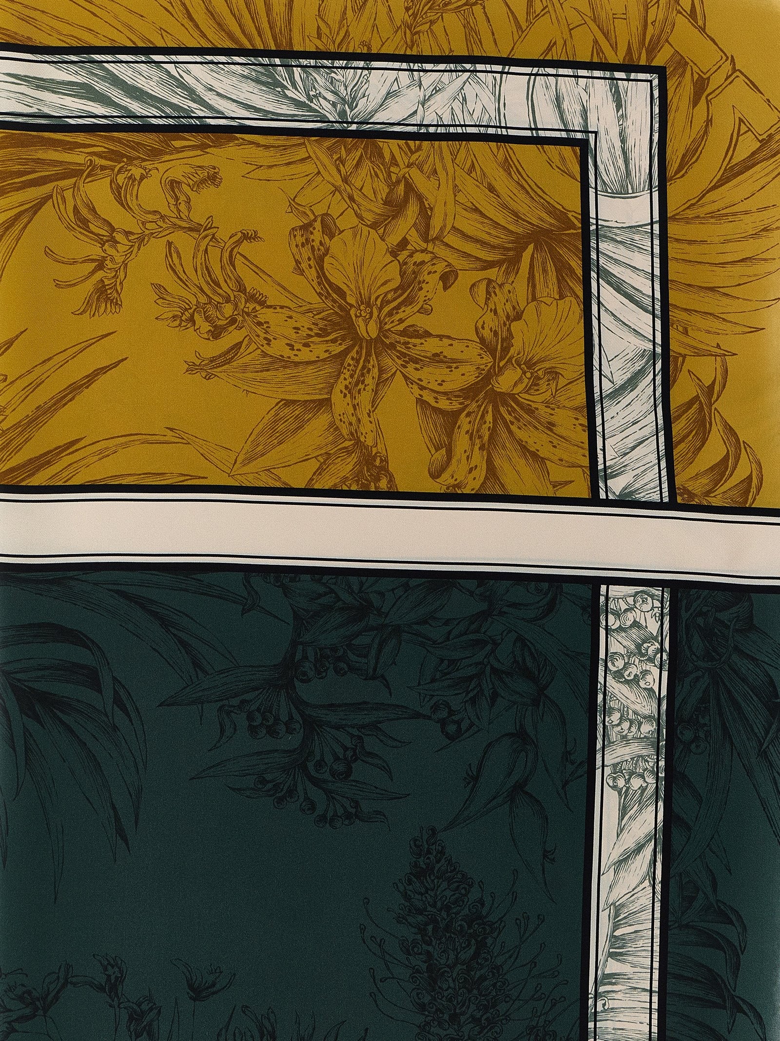Ferragamo Gravure Print Scarf Gold