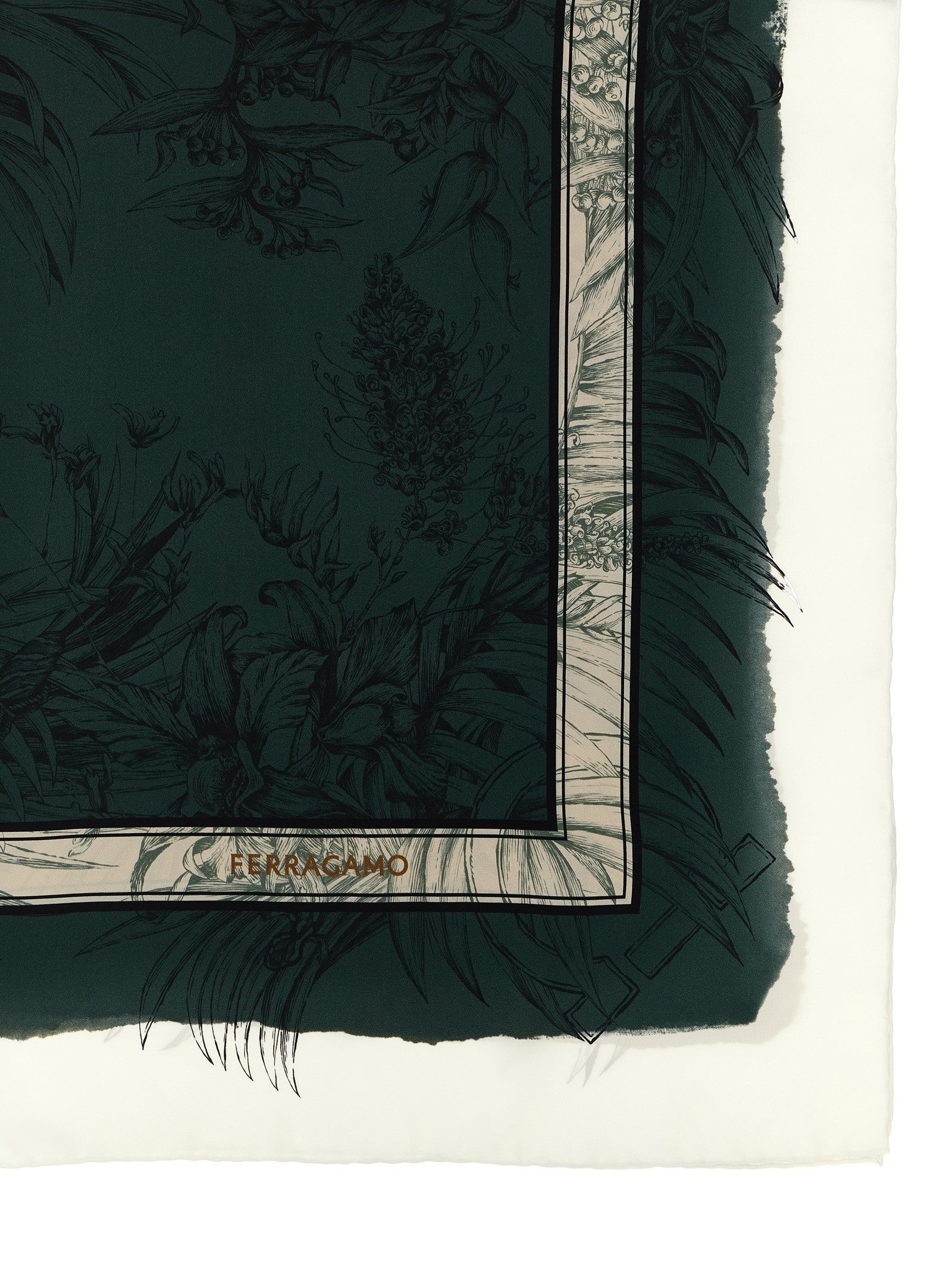 Ferragamo Gravure Print Scarf Gold