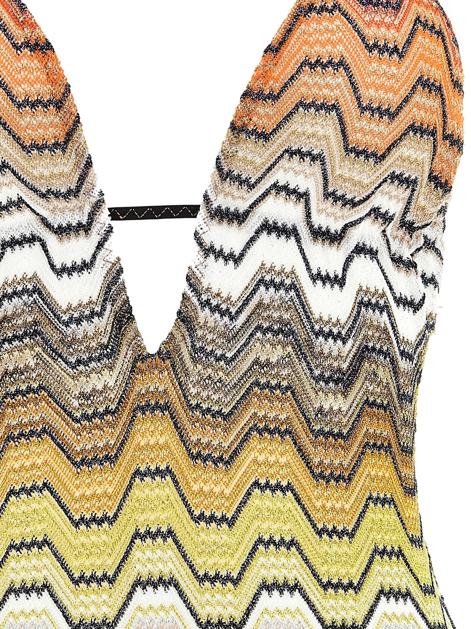 Missoni Greek Pattern One Piece Swimsuit Gold