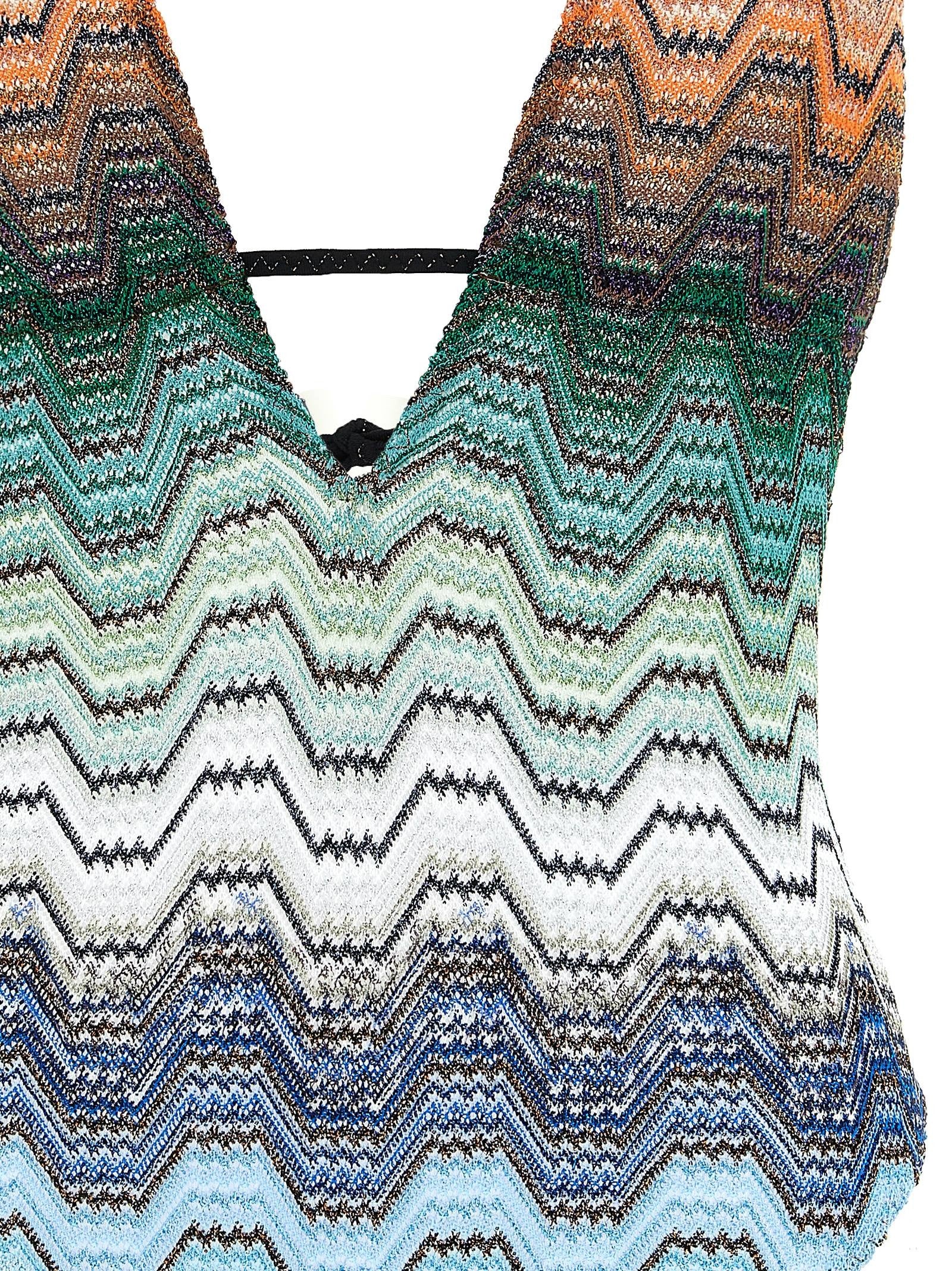 Missoni Greek Pattern One Piece Swimsuit Gold