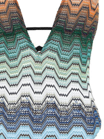 Missoni Greek Pattern One Piece Swimsuit Gold