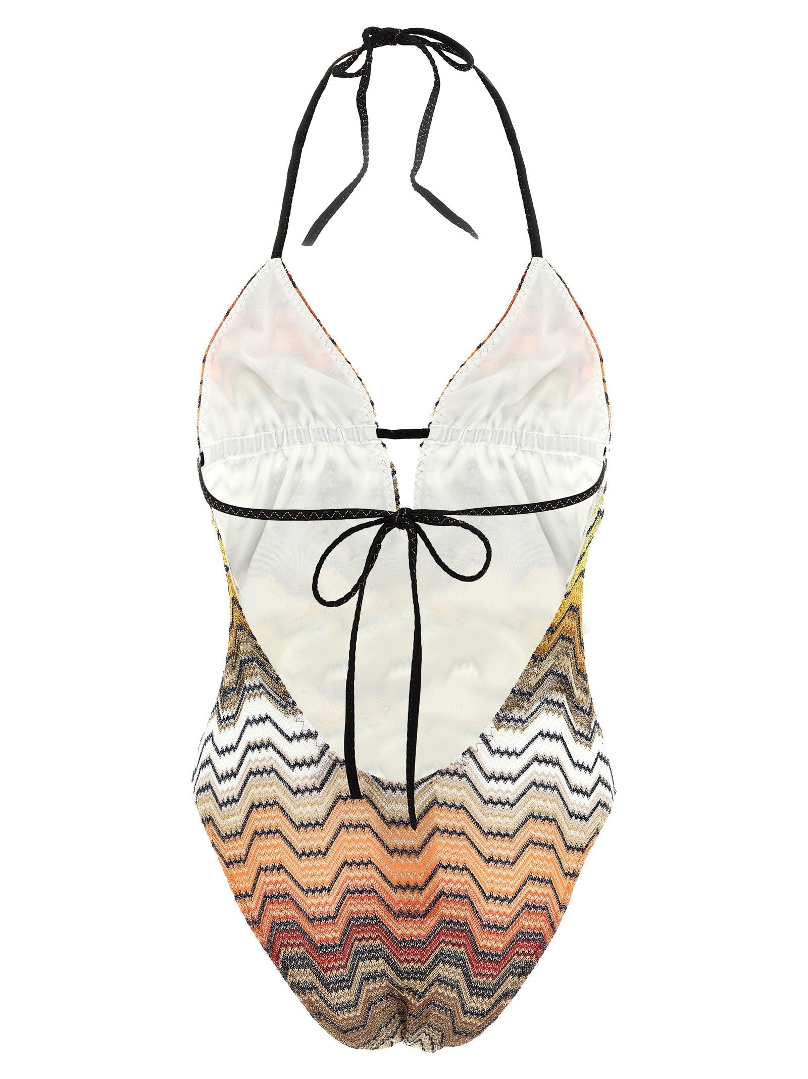 Missoni Greek Pattern One Piece Swimsuit Gold