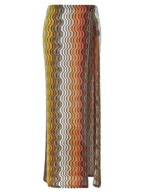 Missoni Greek Zig Pattern Raschel Skirt Gold