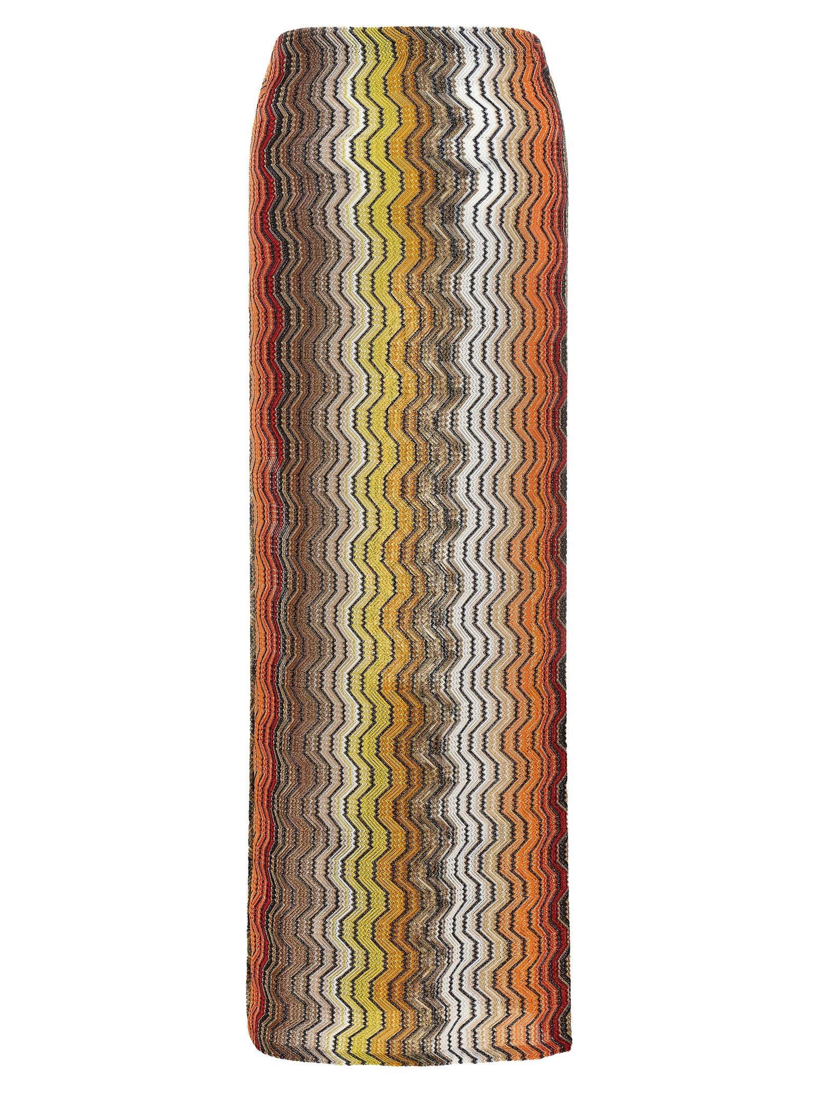 Missoni Greek Zig Pattern Raschel Skirt Gold