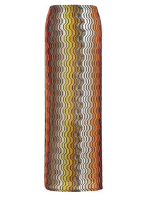 Missoni Greek Zig Pattern Raschel Skirt Gold